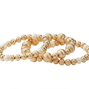 Park Lane Willow Gold and Pearl Beaded Bracelet Set